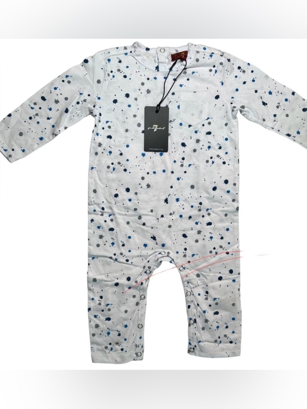 7 FOR ALL MANKIND/NORDSTROM Unisex Blue Paint Spatter Coveralls/Onesie 6…